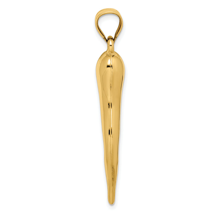 14k Hollow 3D Italian Horn Pendant-K6388
