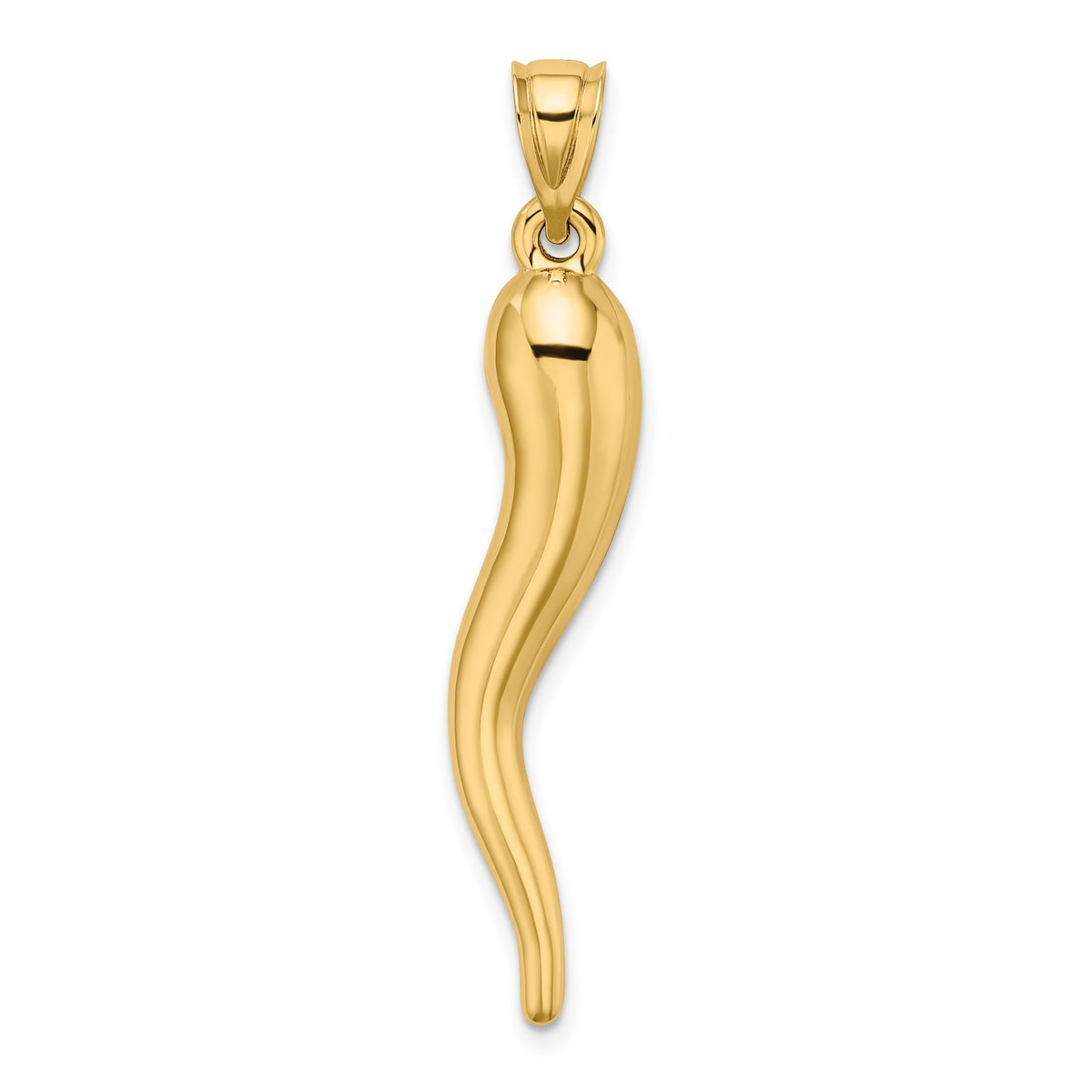14k Hollow 3D Italian Horn Pendant-K6388