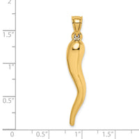 14k Hollow 3D Italian Horn Pendant-K6388