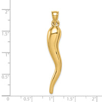 14k Hollow 3D Italian Horn Pendant-K6389