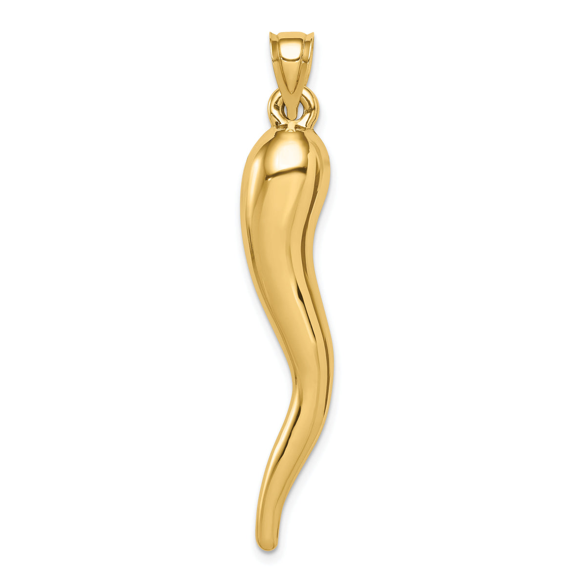 14k Hollow 3D Italian Horn Pendant-K6389