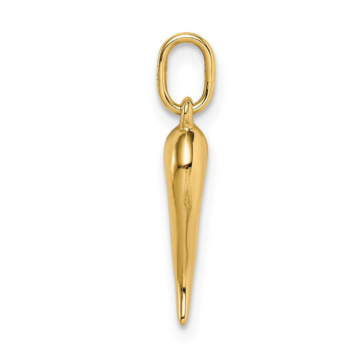 14k Hollow Italian Horn Pendant-K6390