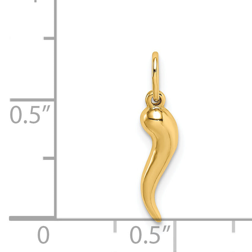 14k Hollow Italian Horn Pendant-K6390