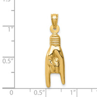 14K 3D Hollow Rock On Sign Charm-K6392