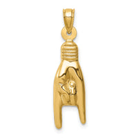 14K 3D Hollow Rock On Sign Charm-K6392