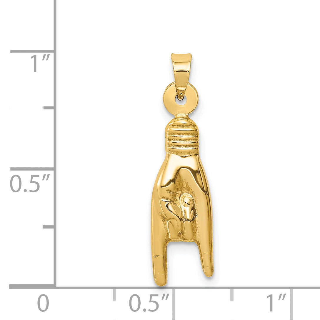 14K 3D Hollow Rock On Sign Charm-K6393