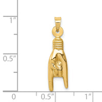 14K 3D Hollow Rock On Sign Charm-K6393