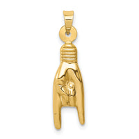 14K 3D Hollow Rock On Sign Charm-K6393