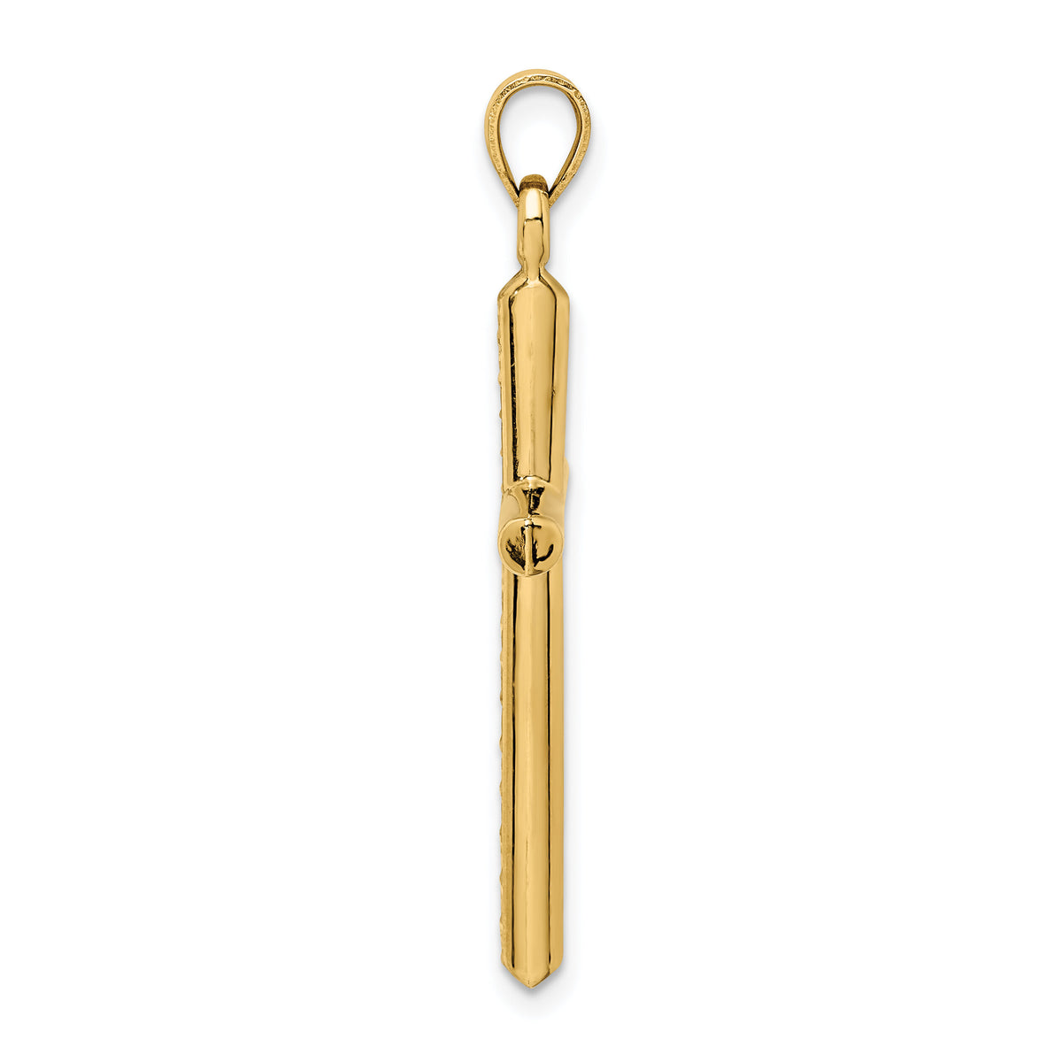 14k Hollow Diamond-cut Cross Pendant-K6394