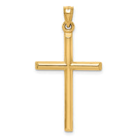 14k Hollow Diamond-cut Cross Pendant-K6394