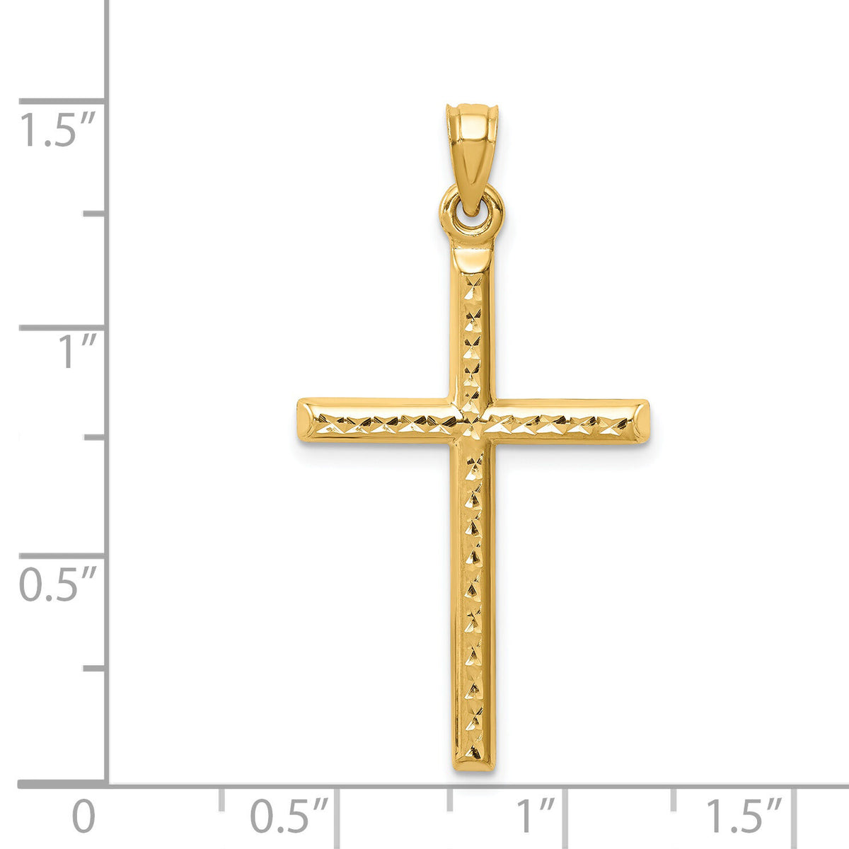 14k Hollow Diamond-cut Cross Pendant-K6394