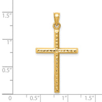 14k Hollow Diamond-cut Cross Pendant-K6394