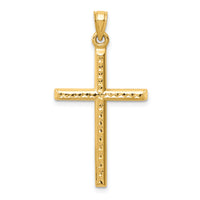 14k Hollow Diamond-cut Cross Pendant-K6394