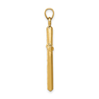 14k Hollow Diamond-cut Cross Pendant-K6395