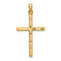 14k Hollow Diamond-cut Cross Pendant-K6395