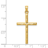 14k Hollow Diamond-cut Cross Pendant-K6395