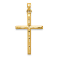 14k Hollow Diamond-cut Cross Pendant-K6395