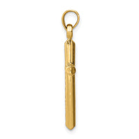 14k Hollow Diamond-cut Cross Pendant-K6396