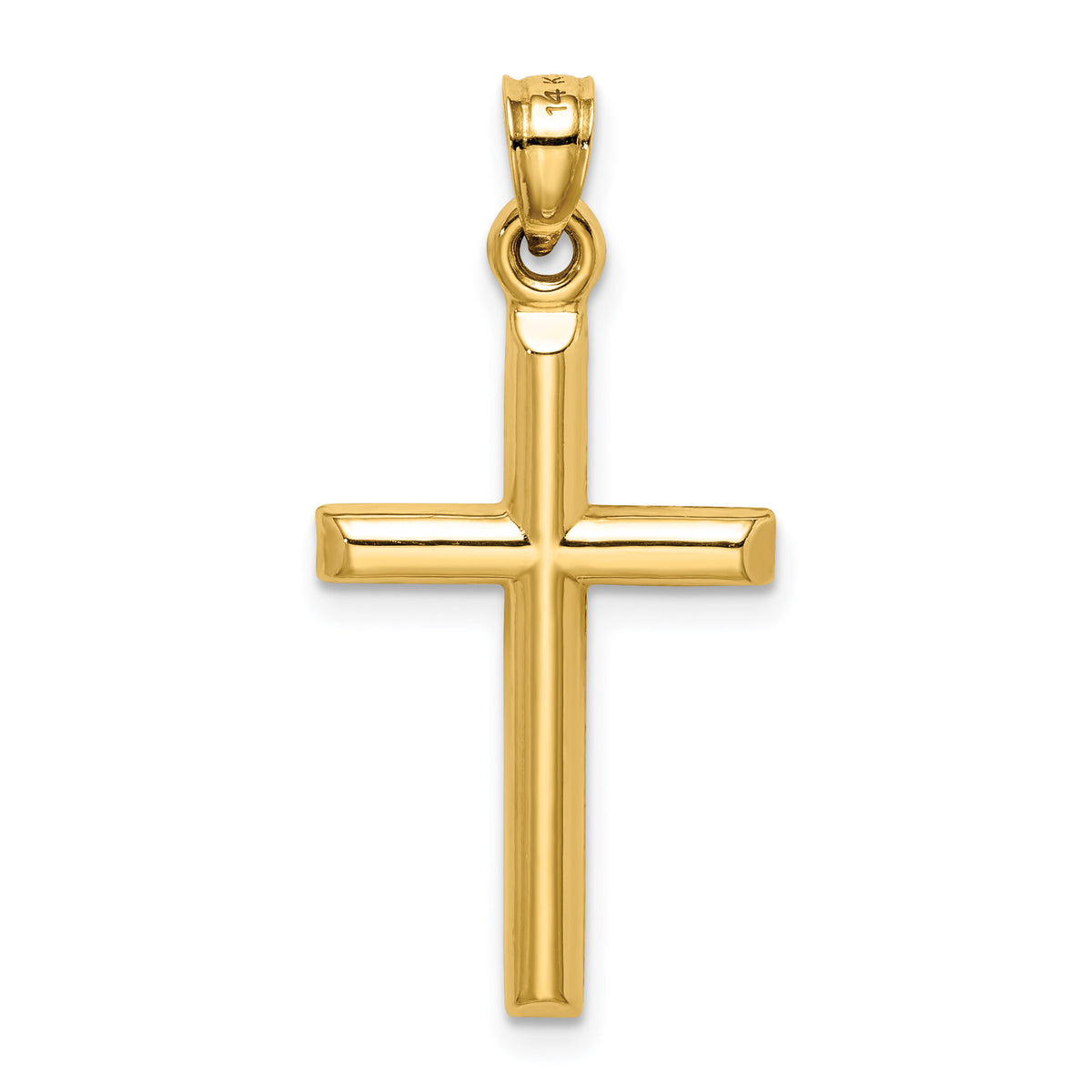 14k Hollow Diamond-cut Cross Pendant-K6396