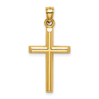 14k Hollow Diamond-cut Cross Pendant-K6396