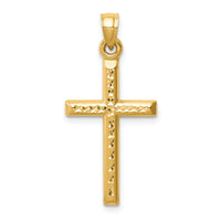 14k Hollow Diamond-cut Cross Pendant-K6396
