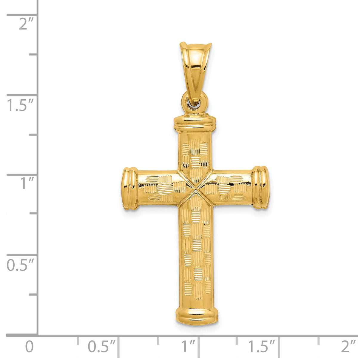 14k Hollow Diamond-cut Cross Pendant-K6399