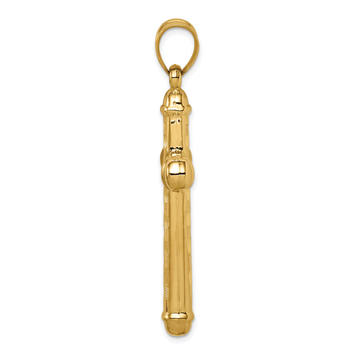 14k Hollow Diamond-cut Cross Pendant-K6400