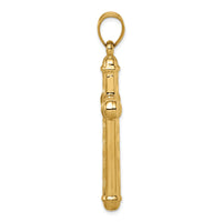 14k Hollow Diamond-cut Cross Pendant-K6400