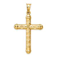 14k Hollow Diamond-cut Cross Pendant-K6400