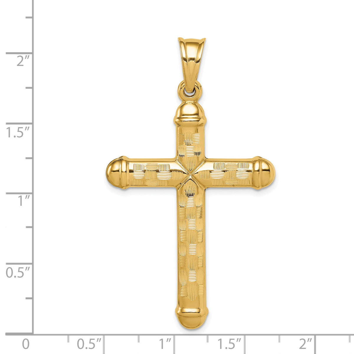 14k Hollow Diamond-cut Cross Pendant-K6400