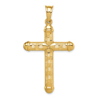 14k Hollow Diamond-cut Cross Pendant-K6400
