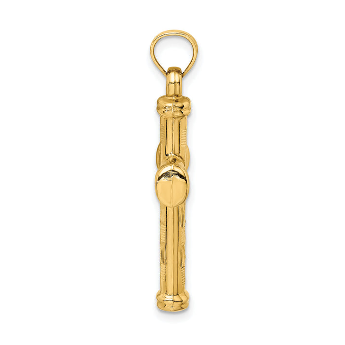 14k Hollow Diamond-cut Cross Pendant-K6401