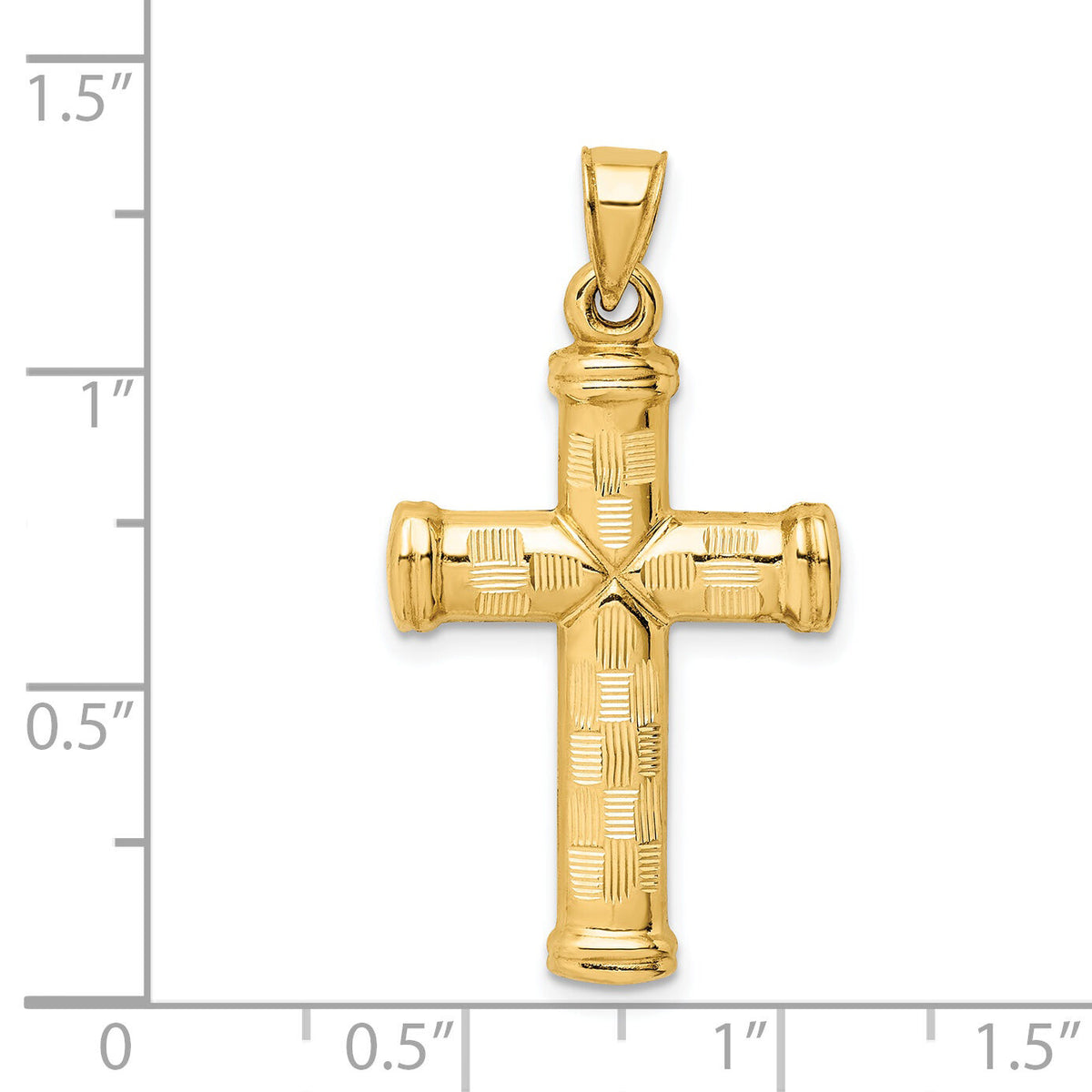 14k Hollow Diamond-cut Cross Pendant-K6401