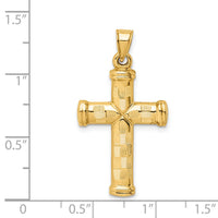 14k Hollow Diamond-cut Cross Pendant-K6401