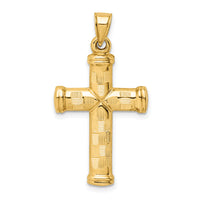 14k Hollow Diamond-cut Cross Pendant-K6401