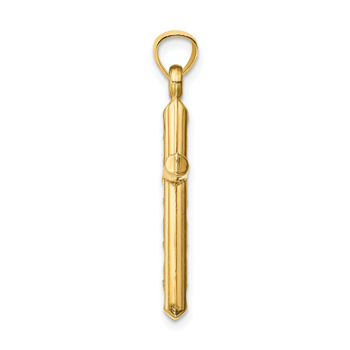 14k Hollow Diamond-cut Cross Pendant-K6402