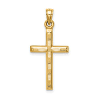 14k Hollow Diamond-cut Cross Pendant-K6402