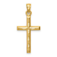 14k Hollow Diamond-cut Cross Pendant-K6402