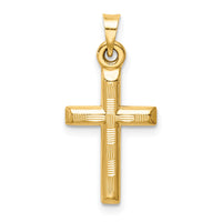 14k Hollow Diamond-cut Cross Pendant-K6403