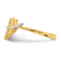 14K with White Rhodium Feather Ring-K6413