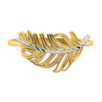 14K with White Rhodium Feather Ring-K6413