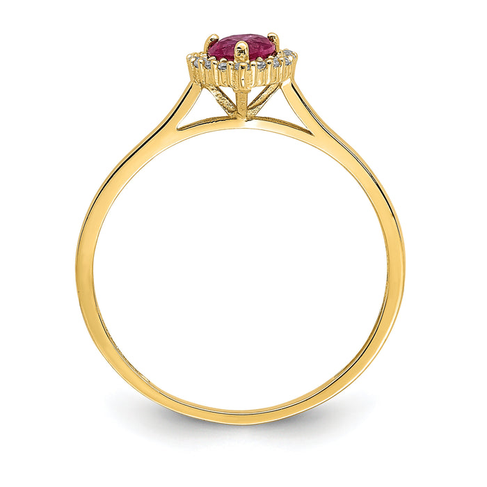 14K Heart Pink and Clear CZ Ring-K6417