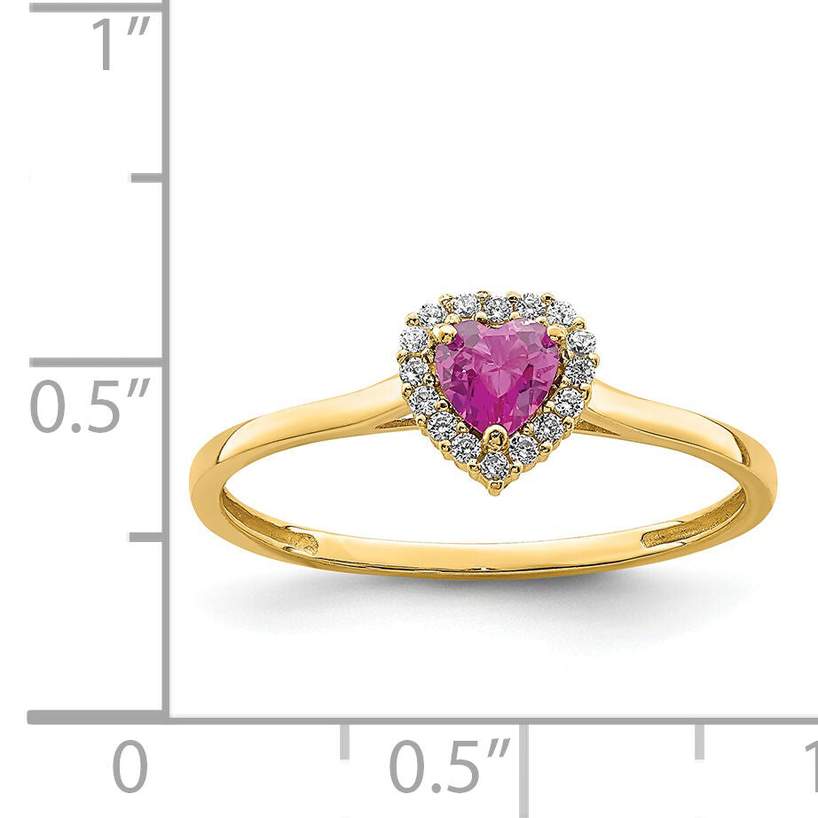 14K Heart Pink and Clear CZ Ring-K6417