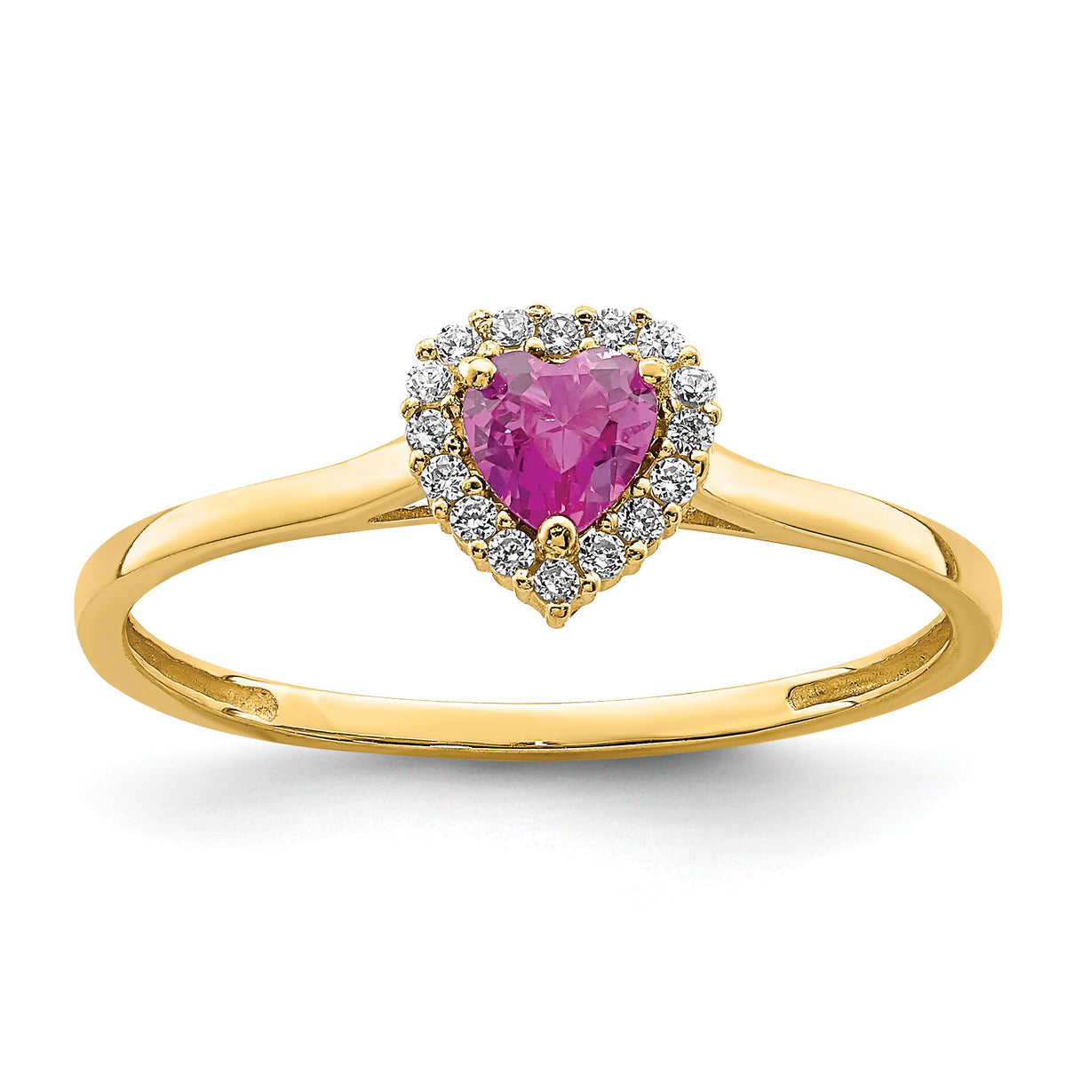 14K Heart Pink and Clear CZ Ring-K6417