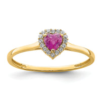 14K Heart Pink and Clear CZ Ring-K6417