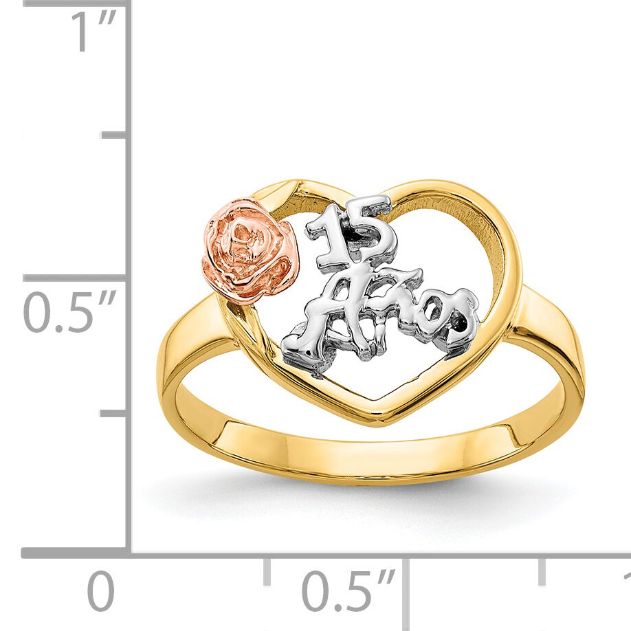 14k Tri-Color 15 Anos Ring-K642