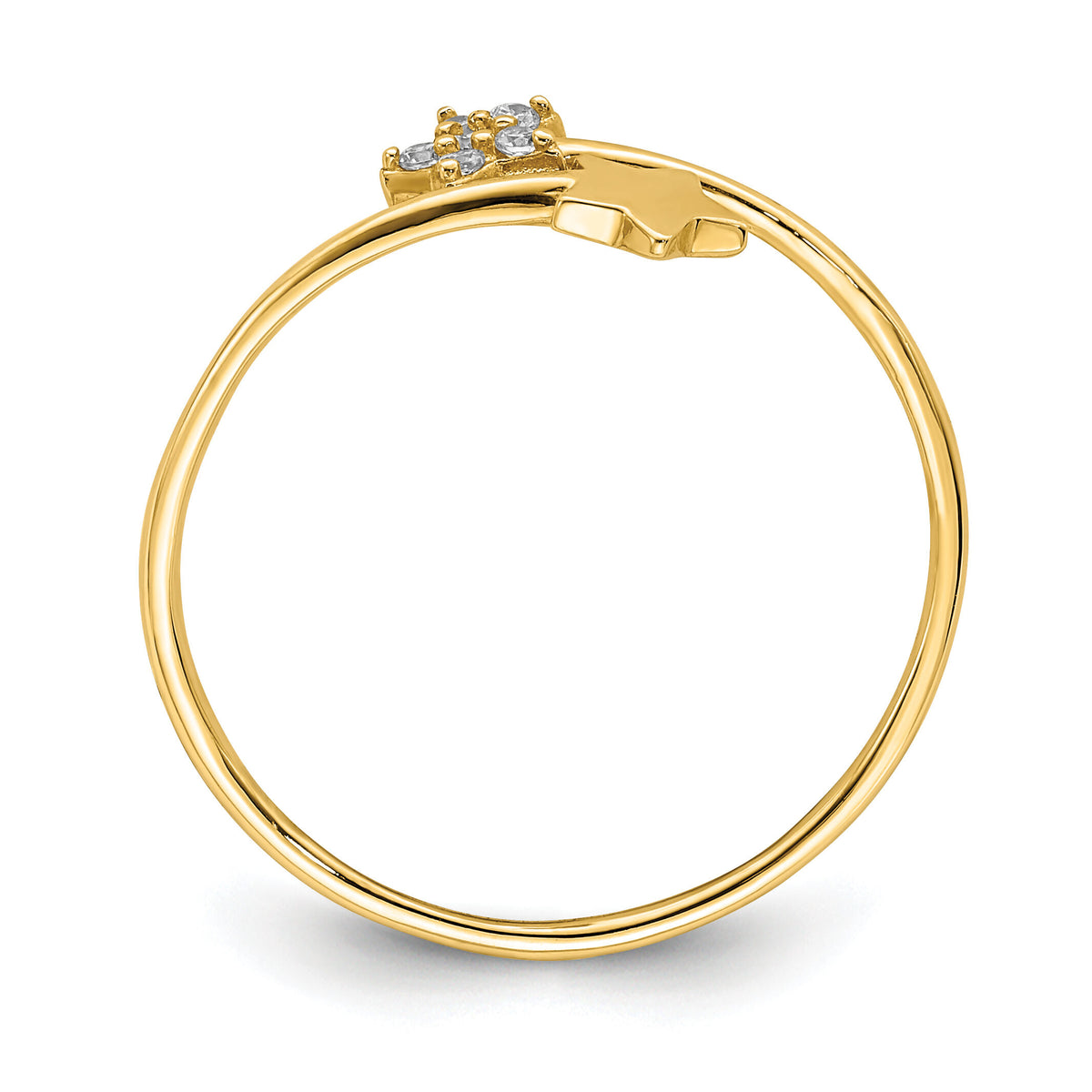 14K Yellow Gold CZ Star Ring-K6420