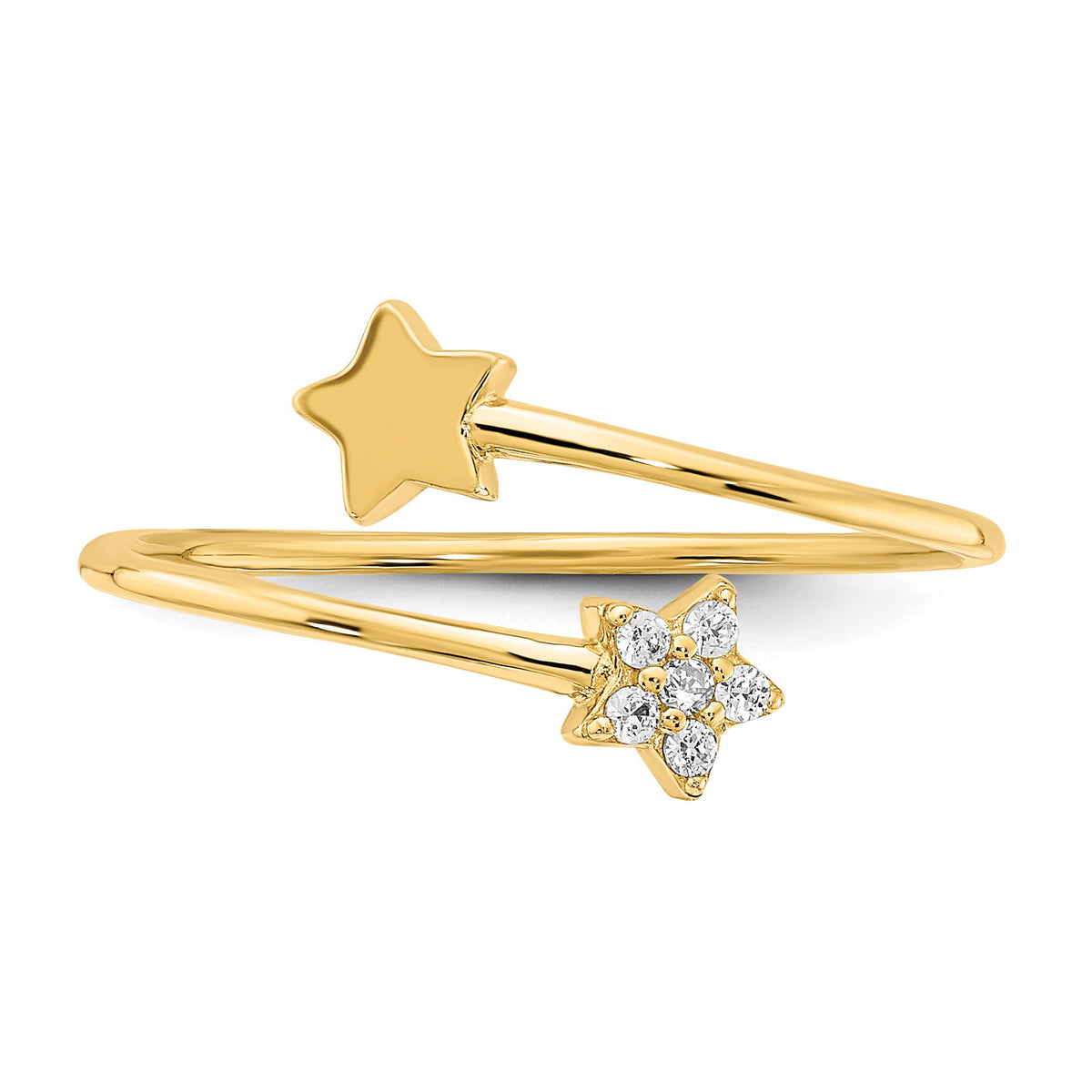 14K Yellow Gold CZ Star Ring-K6420