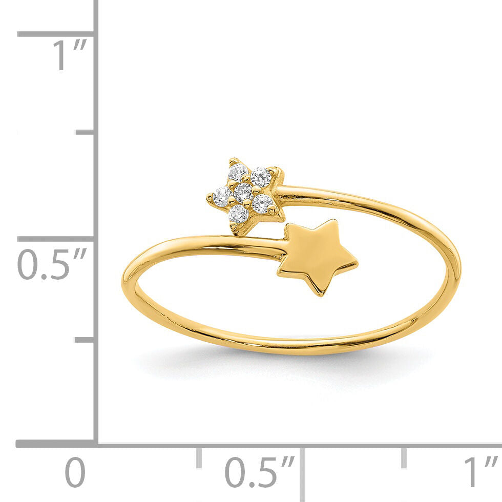 14K Yellow Gold CZ Star Ring-K6420