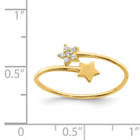 14K Yellow Gold CZ Star Ring-K6420